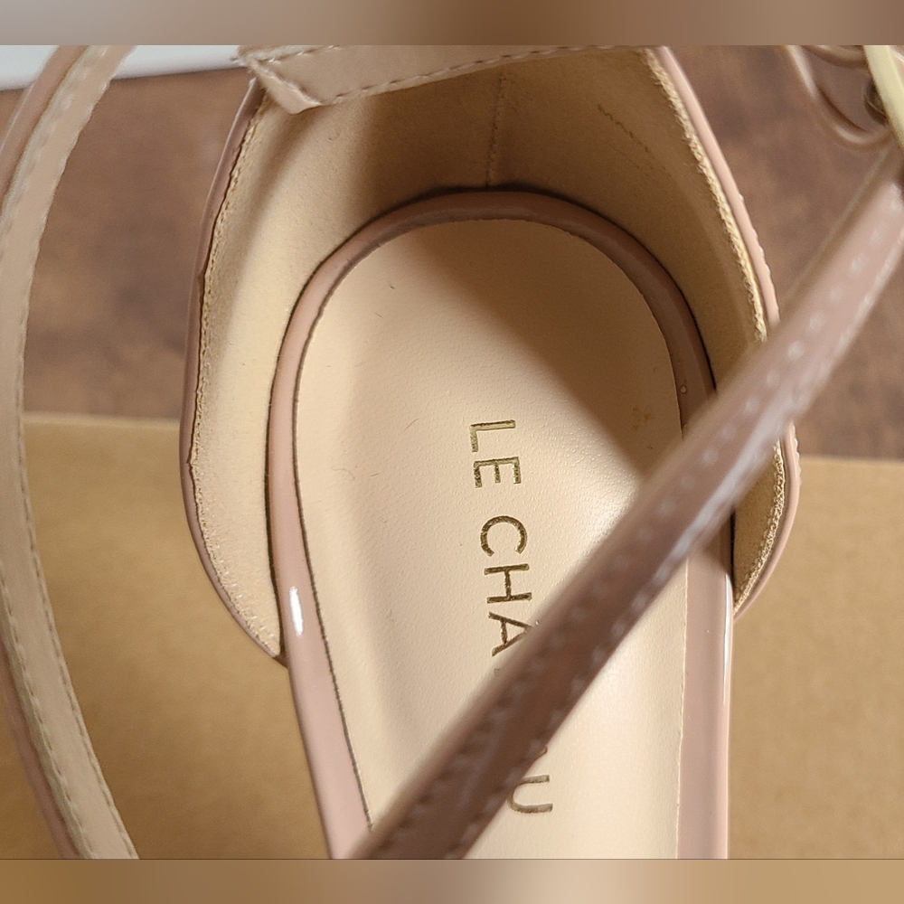le chateau Nude Patent Pointed-Toe Strappy Ankle Pumps - Picture 12 of 16